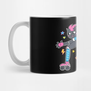 Cool Roller Skating Cat in Retro Style Mug